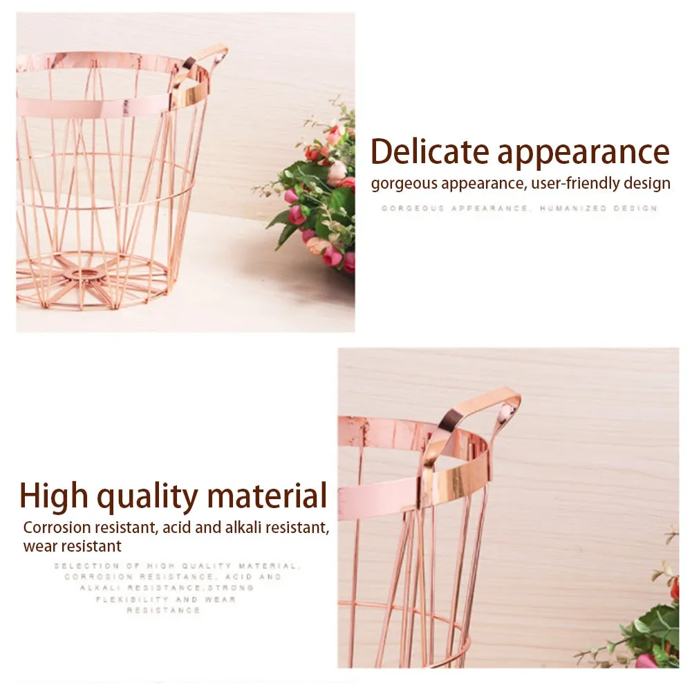 Rose Gold Metal Storage Basket