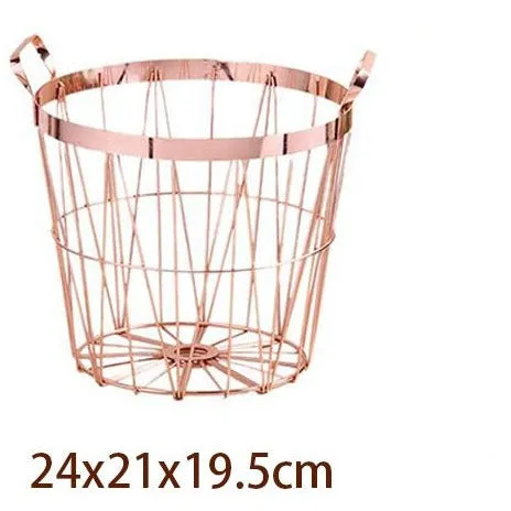 Rose Gold Metal Storage Basket