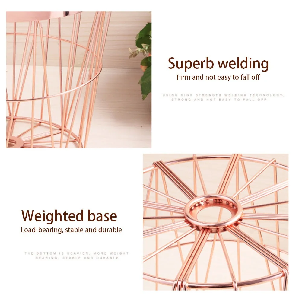 Rose Gold Metal Storage Basket