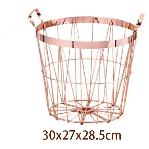 Rose Gold Metal Storage Basket