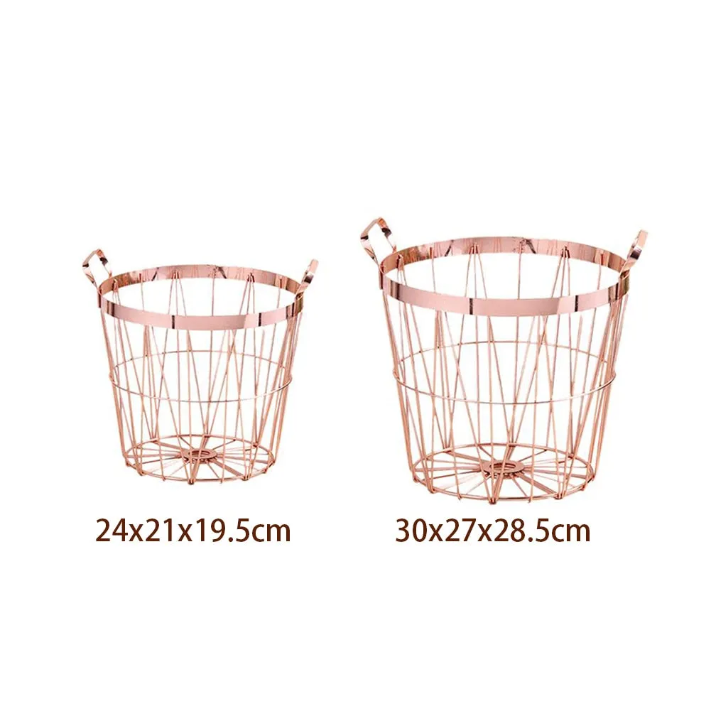 Rose Gold Metal Storage Basket