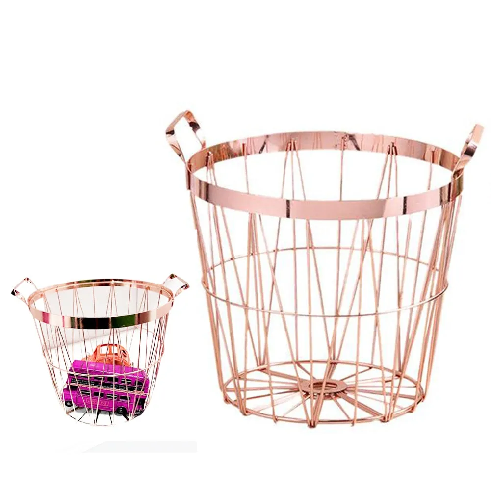 Rose Gold Metal Storage Basket