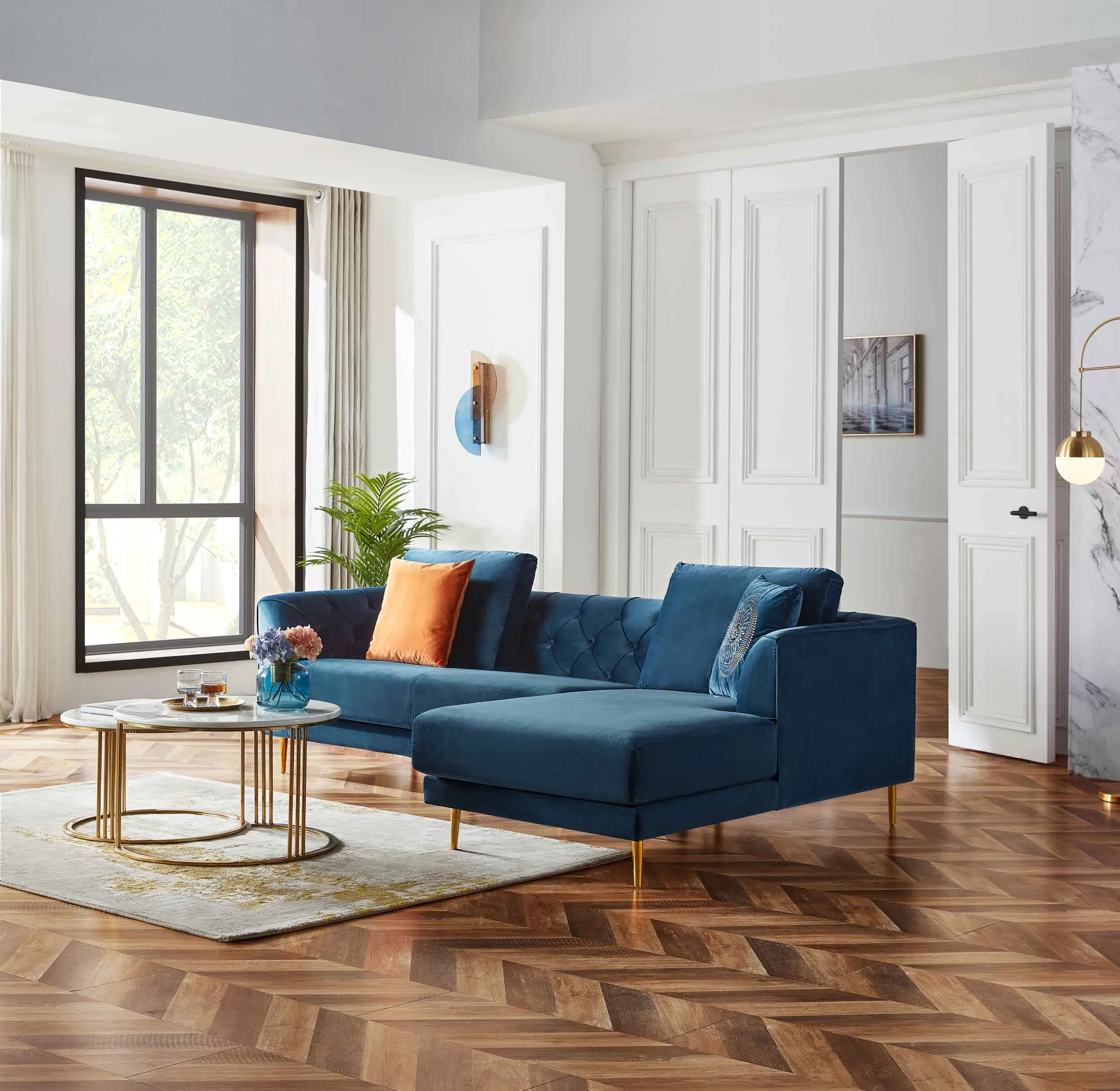 Rubeza Cricket 2 Seater/Chaise - Dark Blue