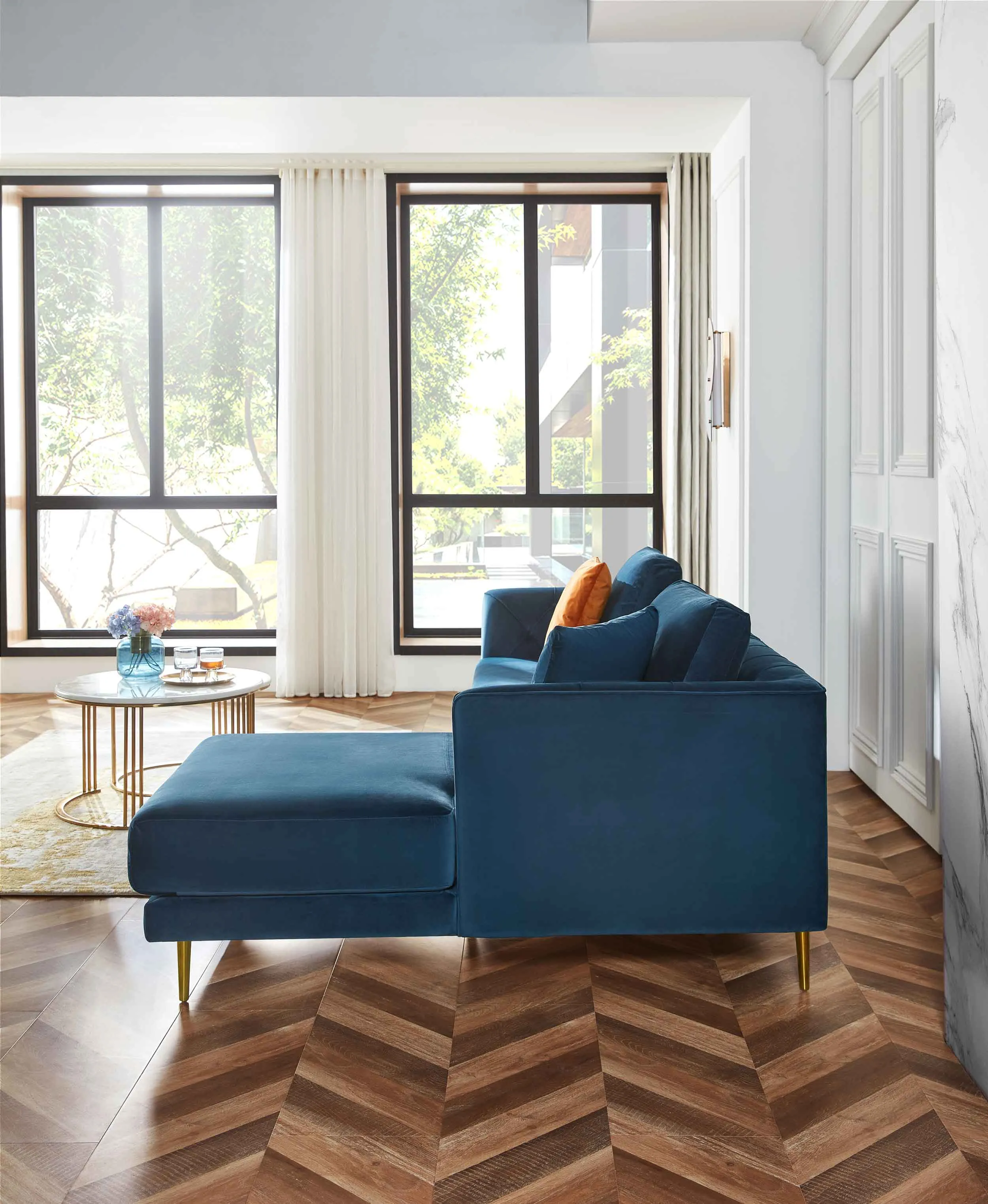 Rubeza Cricket 2 Seater/Chaise - Dark Blue