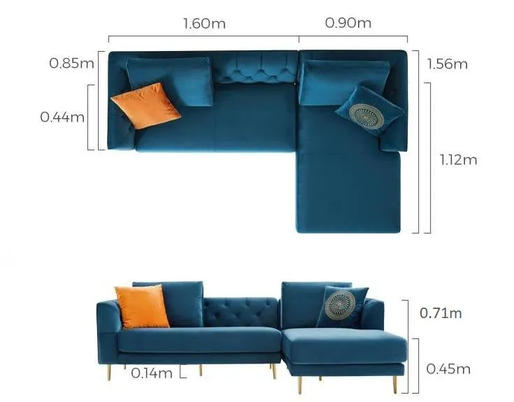 Rubeza Cricket 2 Seater/Chaise - Medium Grey