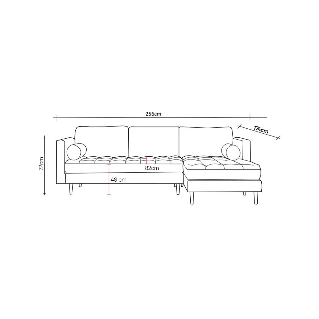 Rubeza Scott 4 Seater Left Hand Facing Chaise End Corner Sofa - Iron Grey