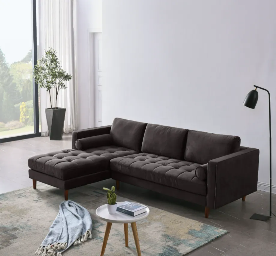 Rubeza Scott 4 Seater Left Hand Facing Chaise End Corner Sofa - Iron Grey