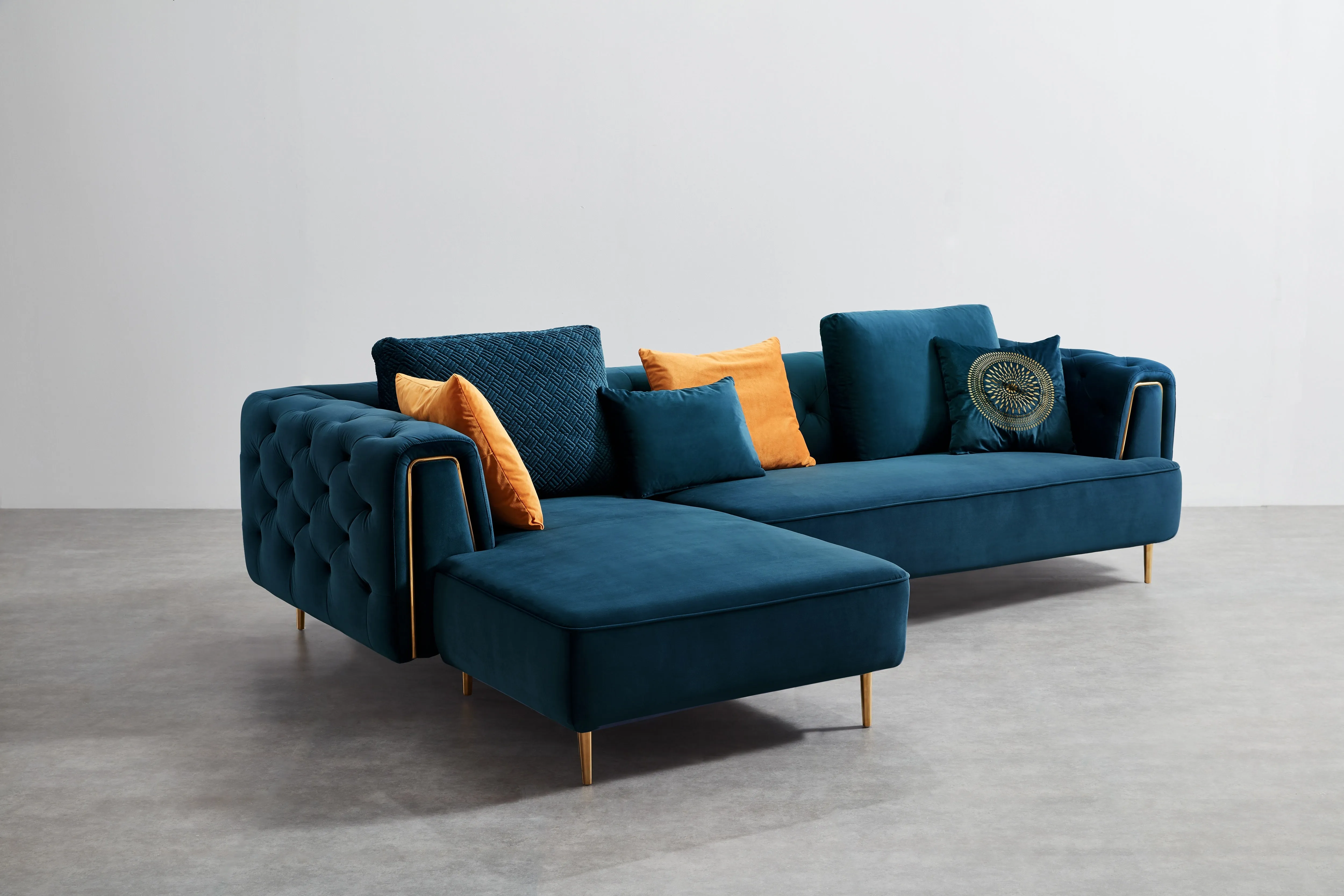 Rubeza Sofia Collection Left Hand Facing Corner Sofa - Dark Blue