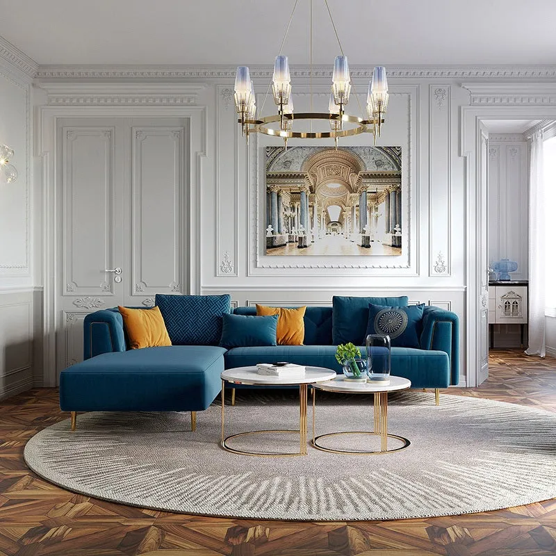 Rubeza Sofia Collection Left Hand Facing Corner Sofa - Dark Blue