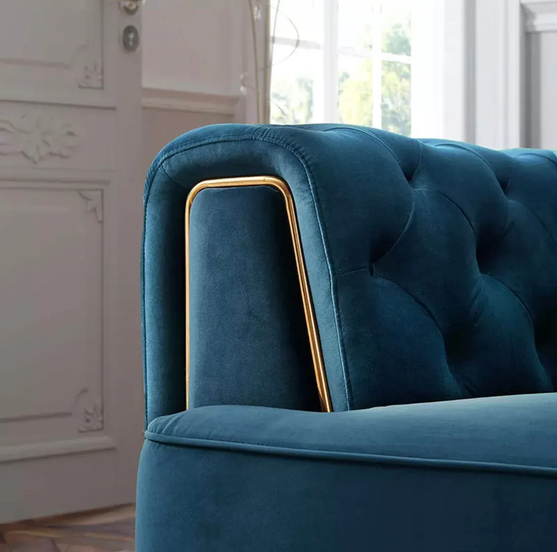 Rubeza Sofia Collection Left Hand Facing Corner Sofa - Dark Blue