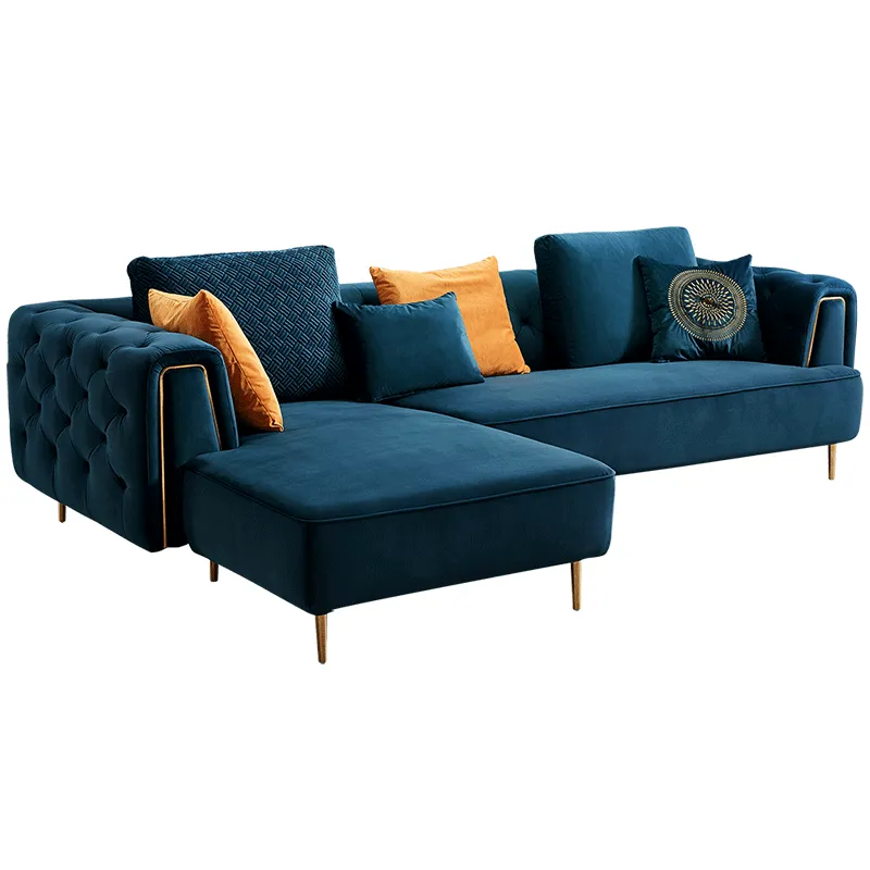 Rubeza Sofia Collection Left Hand Facing Corner Sofa - Dark Blue