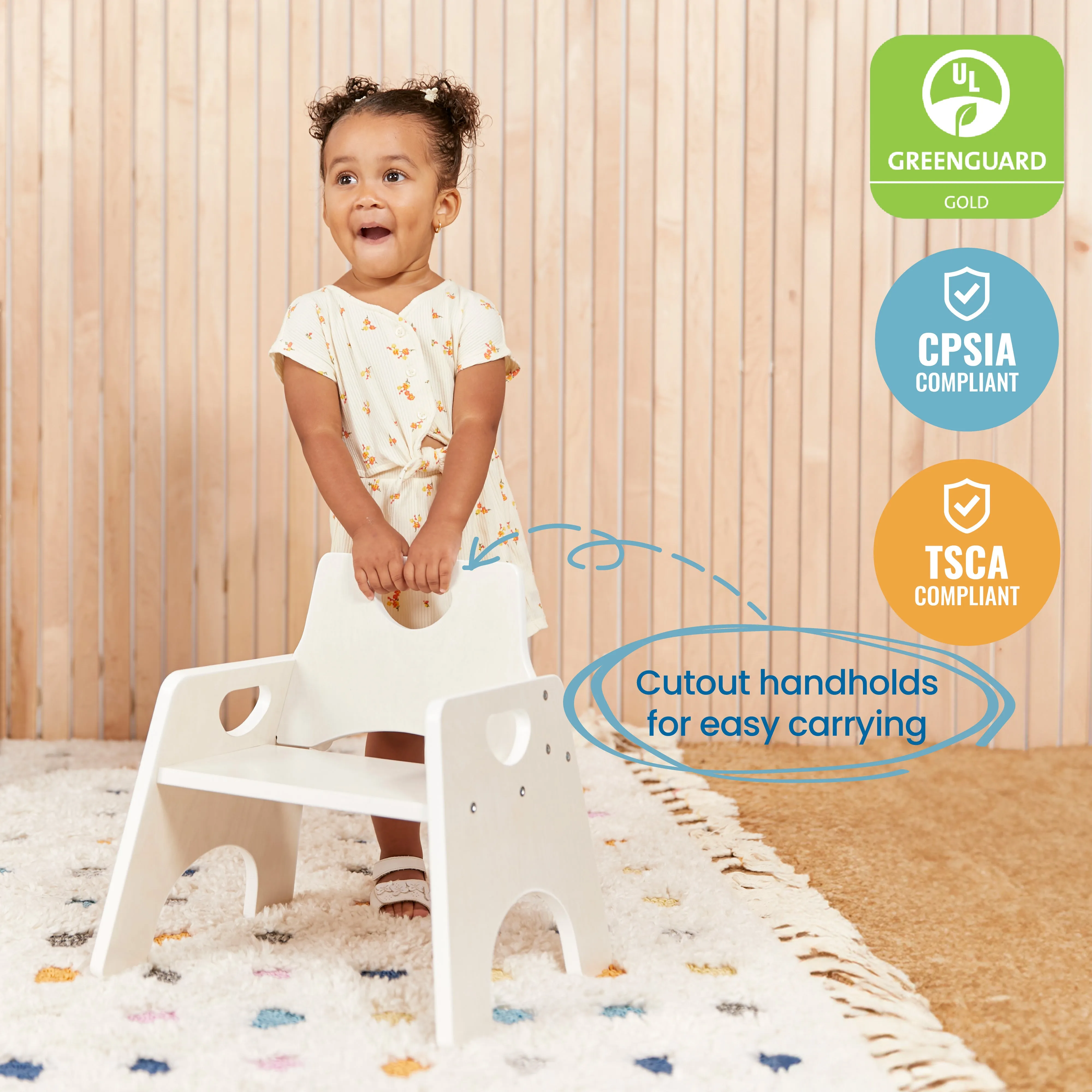 Stackable Wooden Toddler Chair, 8in, Kids Furniture, 2-Pack
