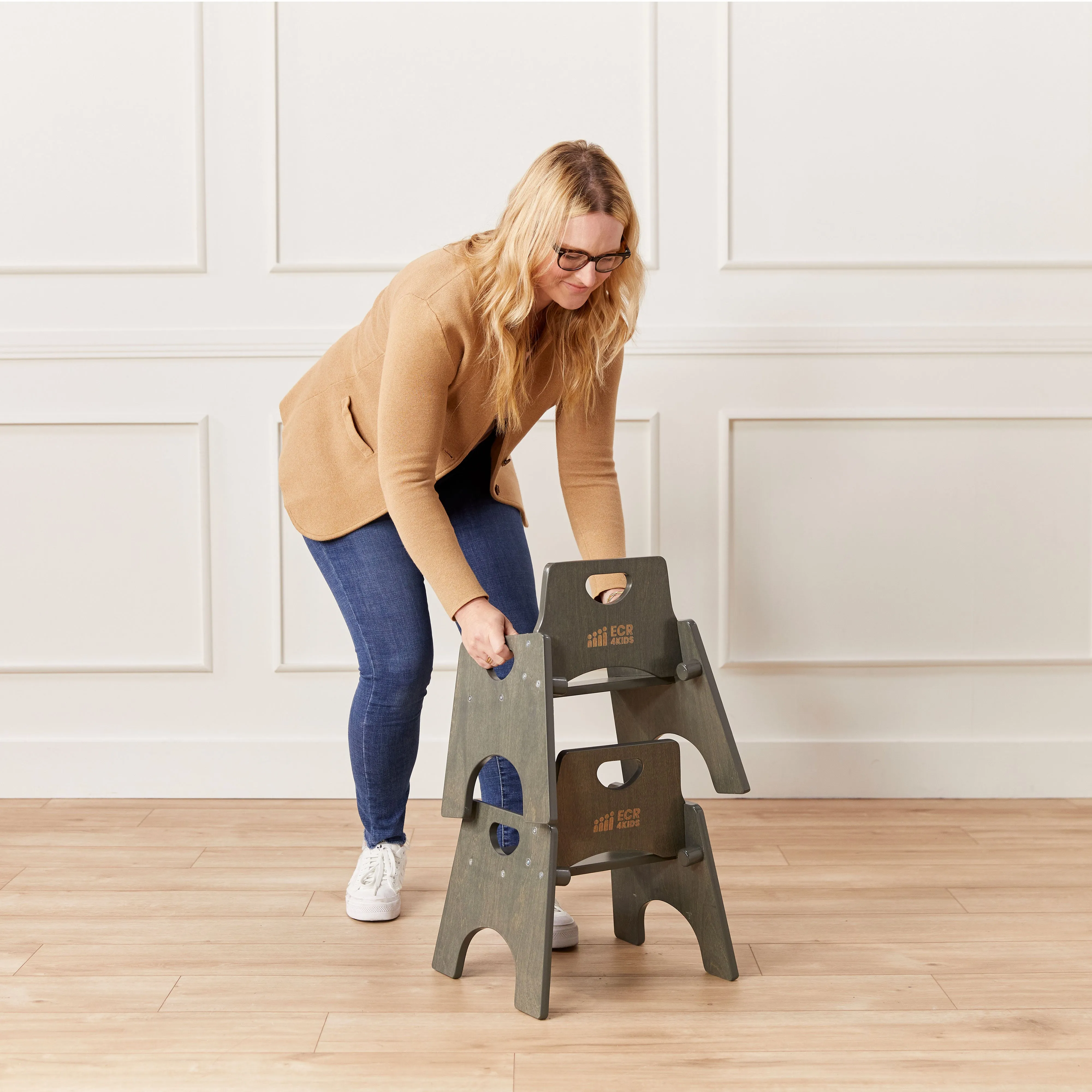 Stackable Wooden Toddler Chair, 8in, Kids Furniture, 2-Pack