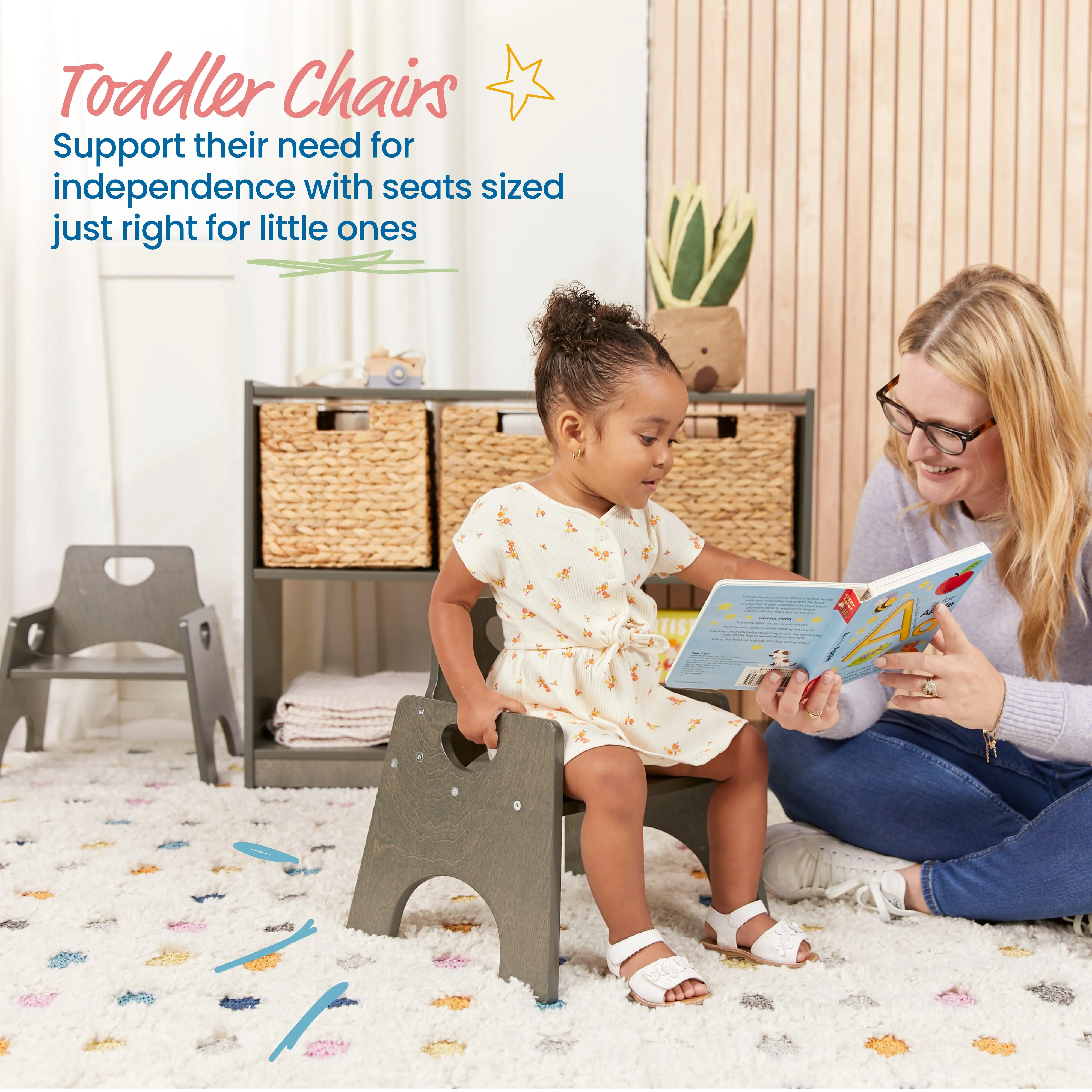 Stackable Wooden Toddler Chair, 8in, Kids Furniture, 2-Pack