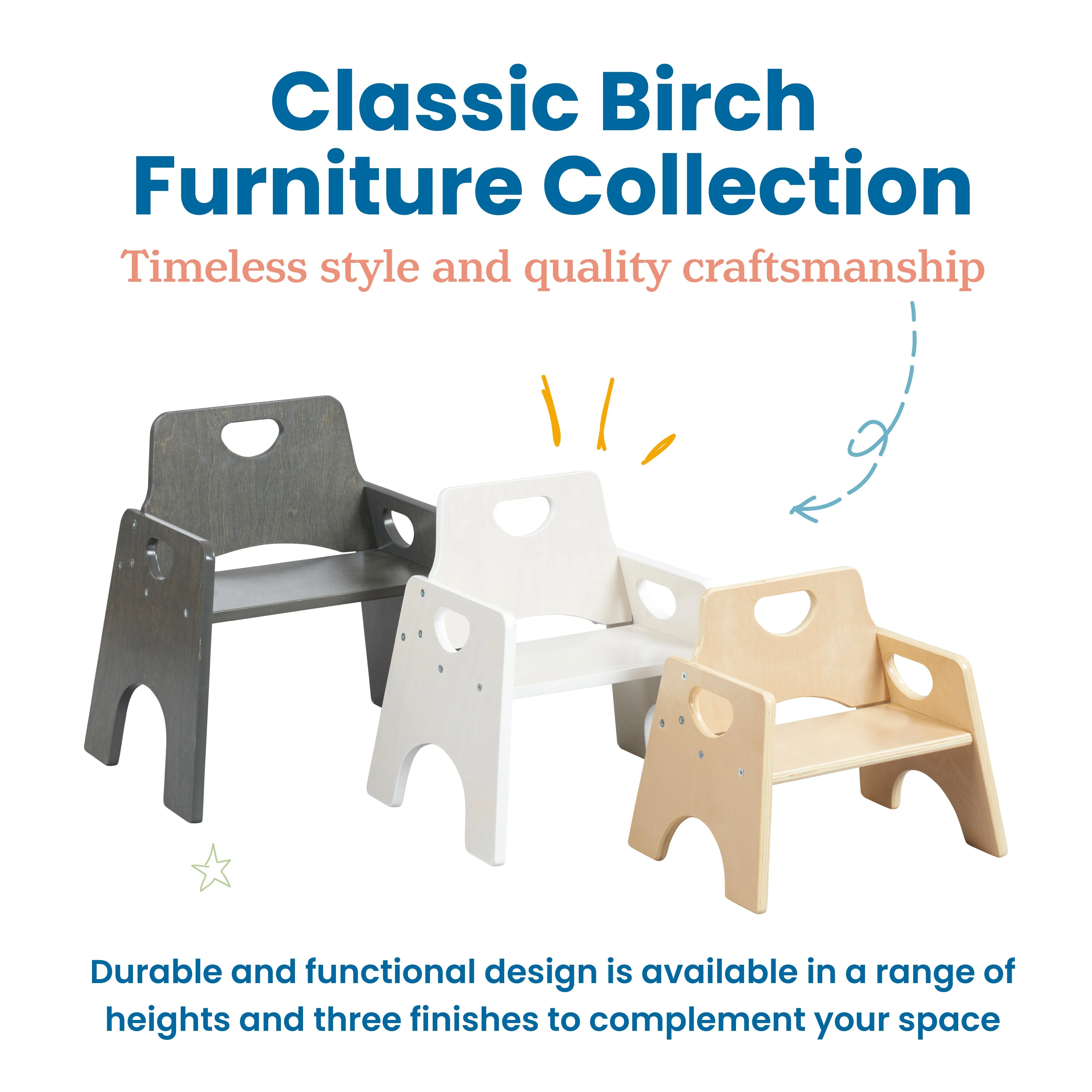 Stackable Wooden Toddler Chair, 8in, Kids Furniture, 2-Pack