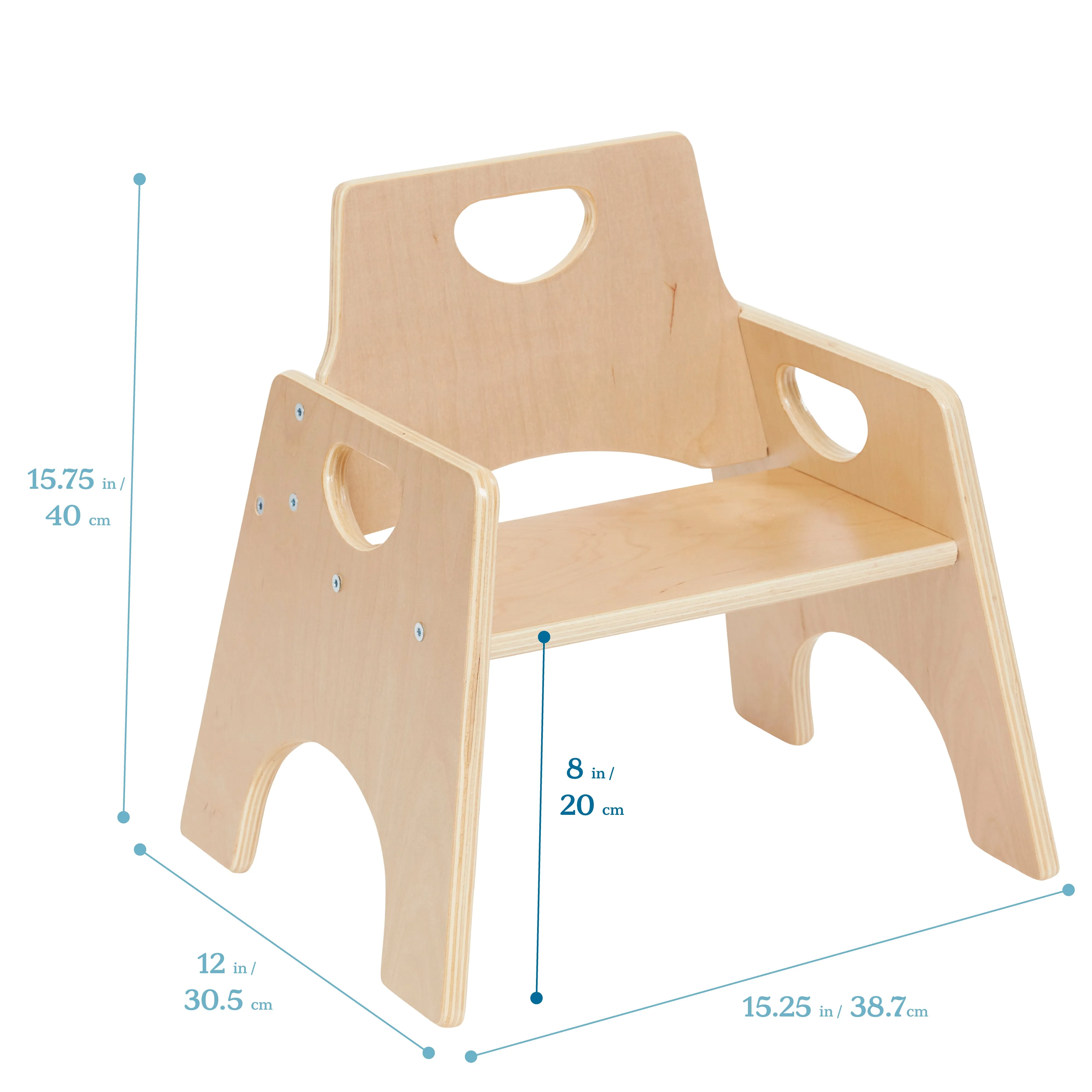 Stackable Wooden Toddler Chair, 8in, Kids Furniture, 2-Pack