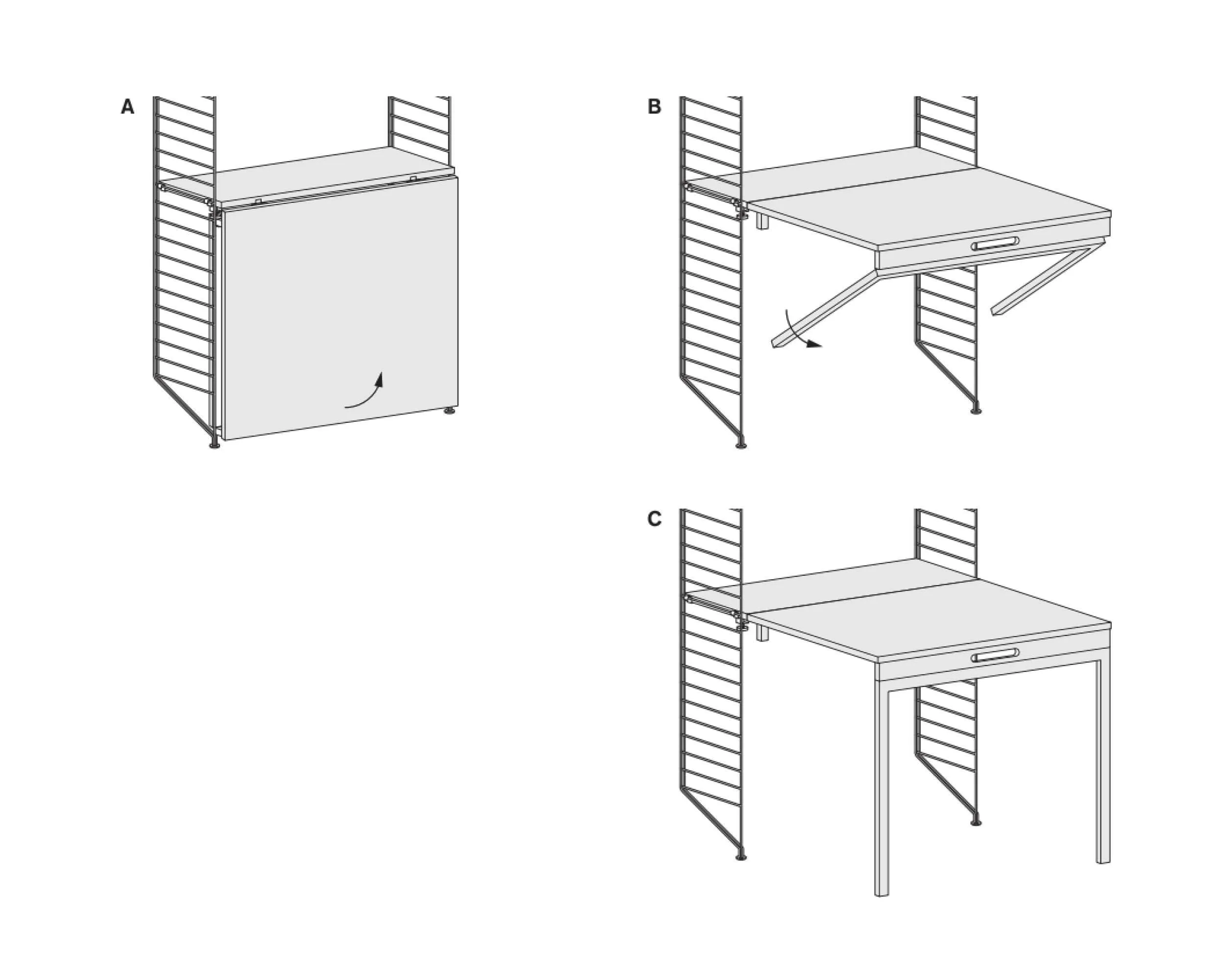 String Folding Table, walnut/black