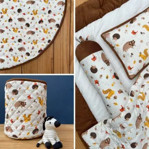 Super Combo - Hedge-Hugs From The Woods Bedding Set   Playmat   Basket