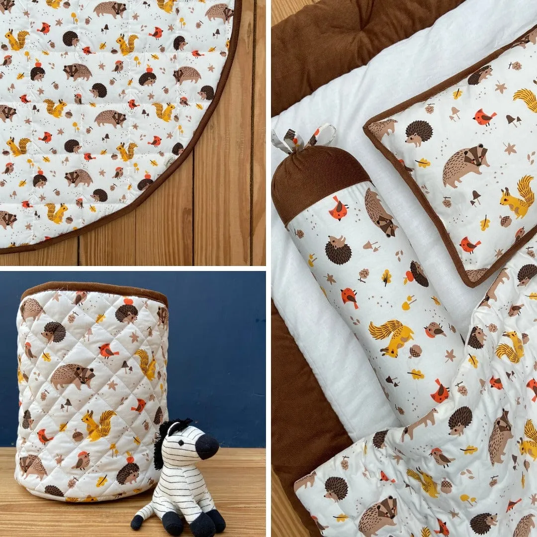 Super Combo - Hedge-Hugs From The Woods Bedding Set   Playmat   Basket