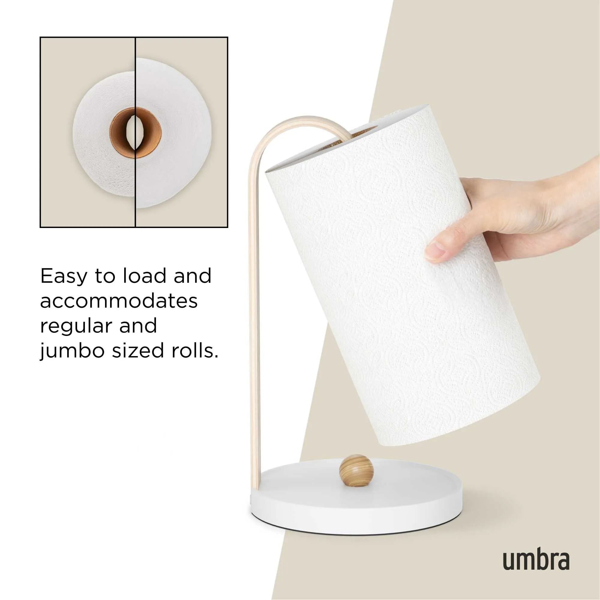 Umbra Bellwood Paper Towel Holder, white/natural
