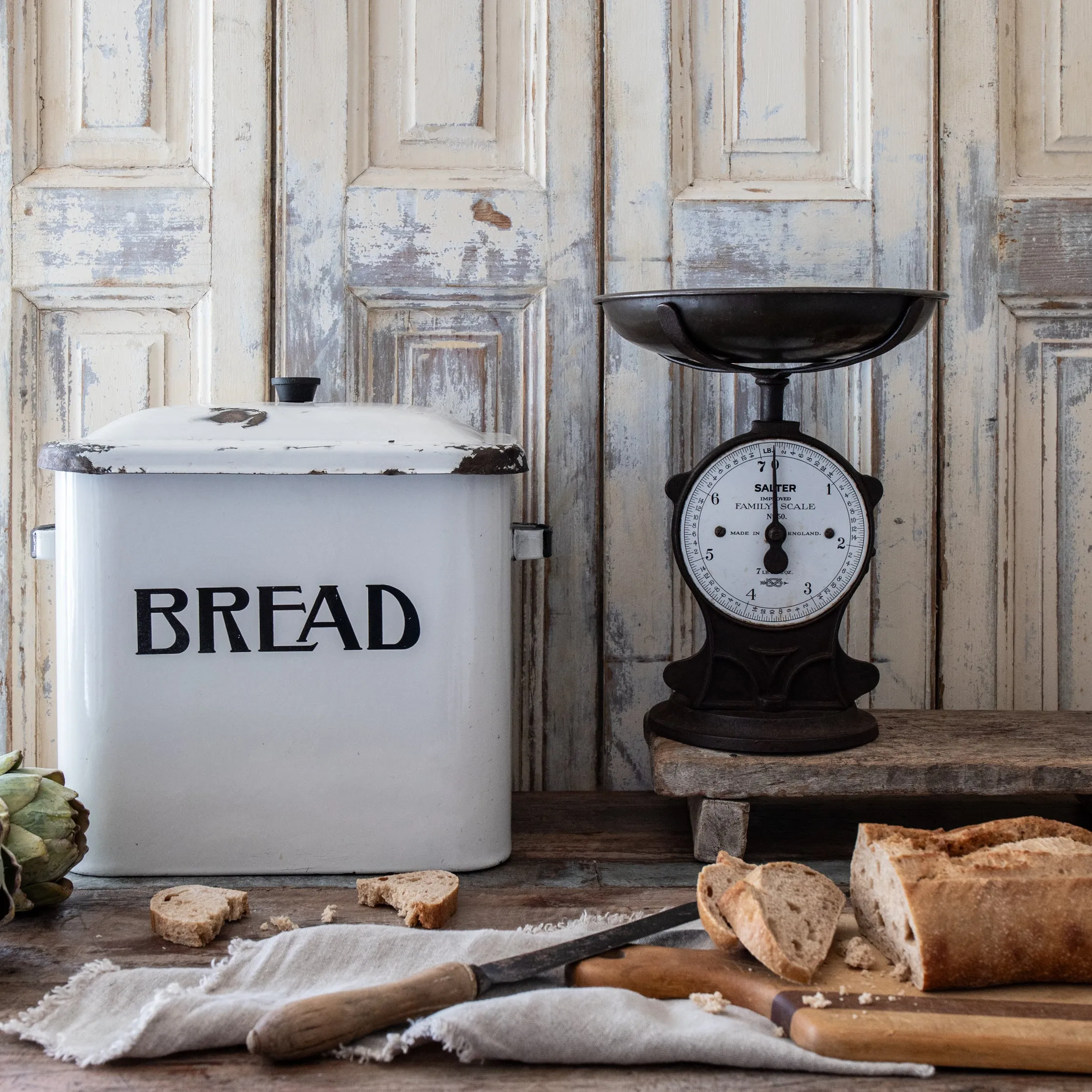 Vintage Enamel Bread Bin
