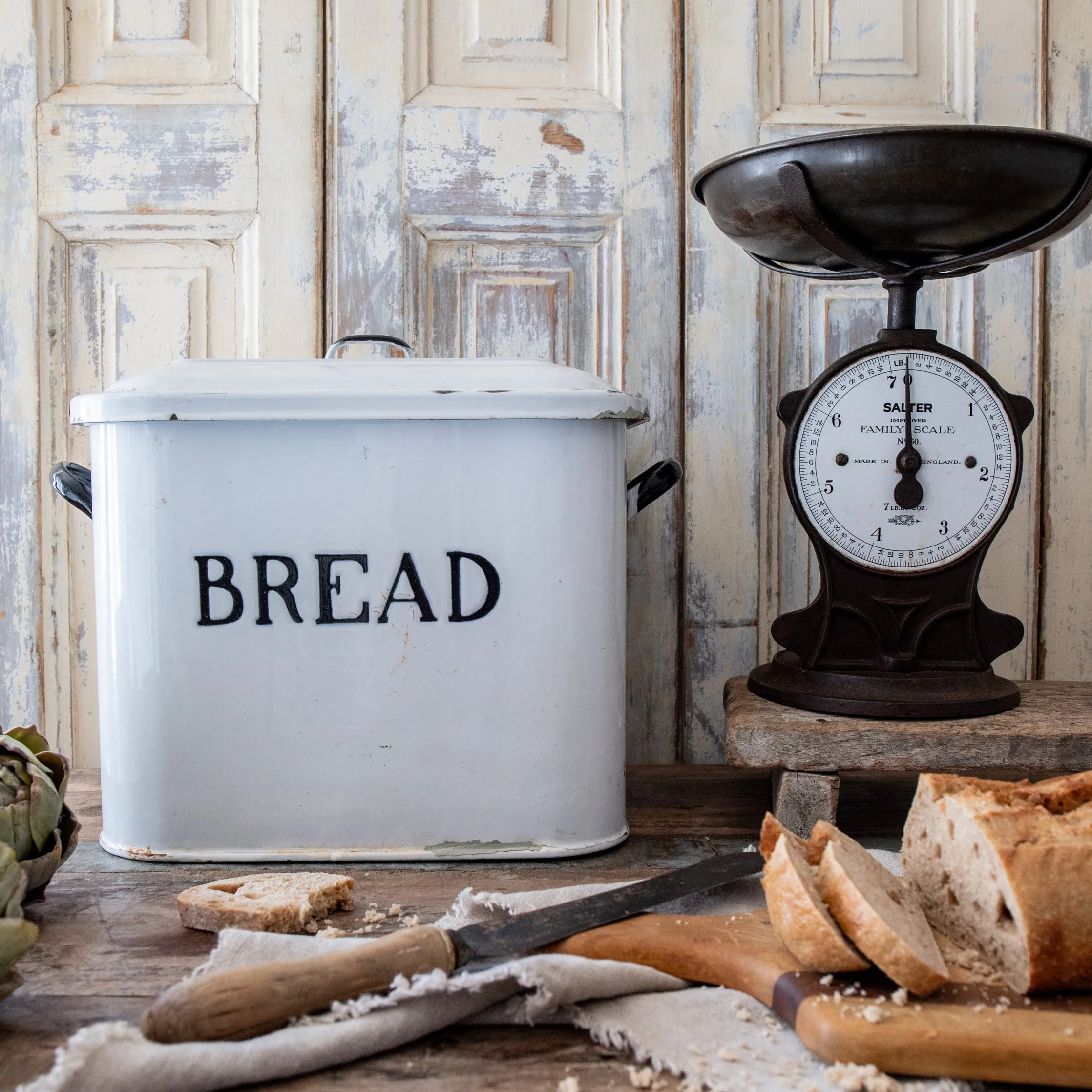 Vintage Enamel Bread Bin