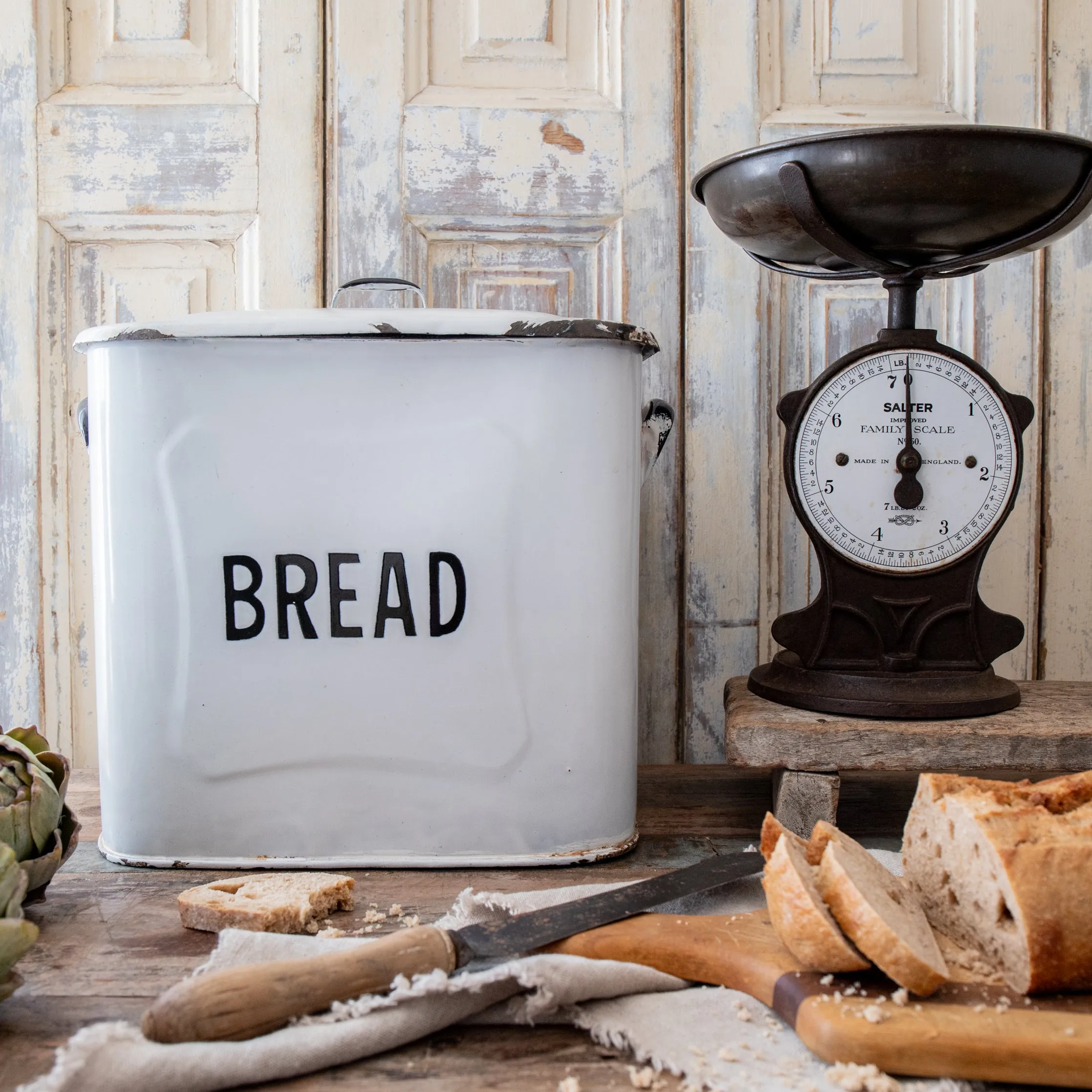 Vintage Enamel Bread Bin