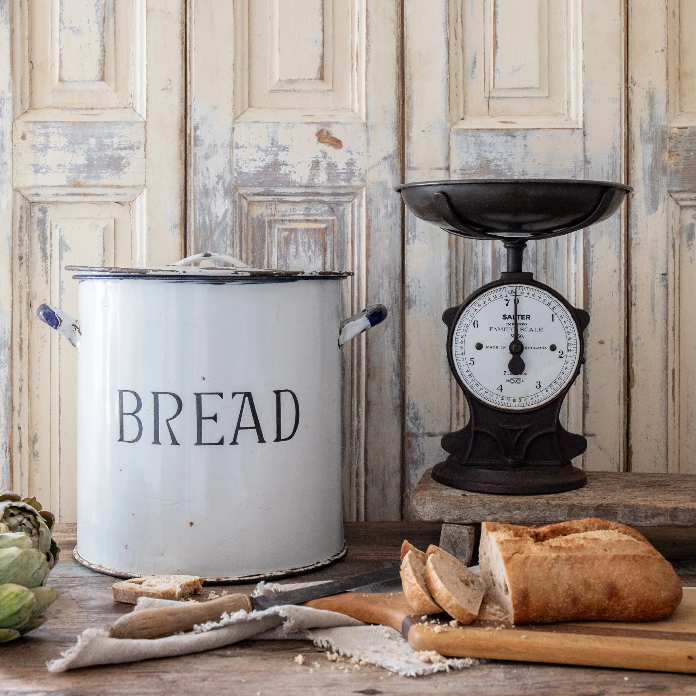 Vintage Enamel Bread Bin