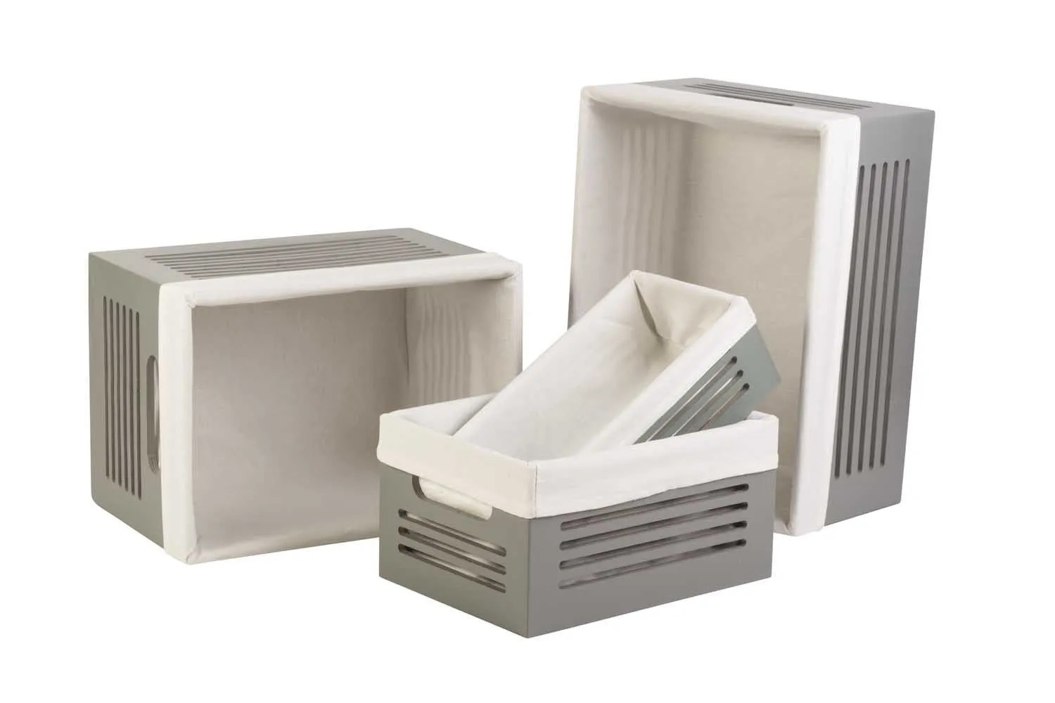 Wooden Gray Storage Bins - Medium